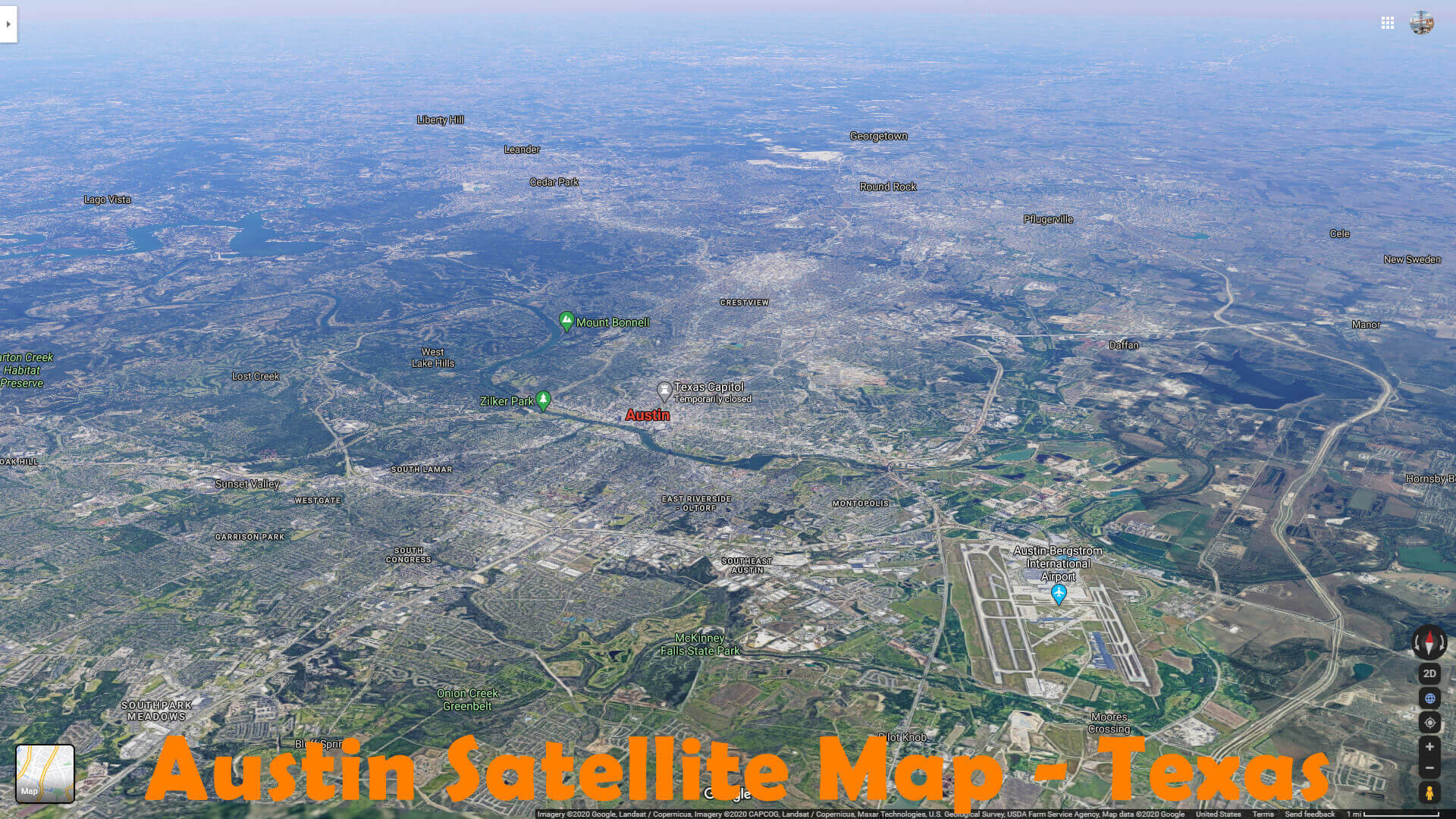 Austin Satellite Map   Texas